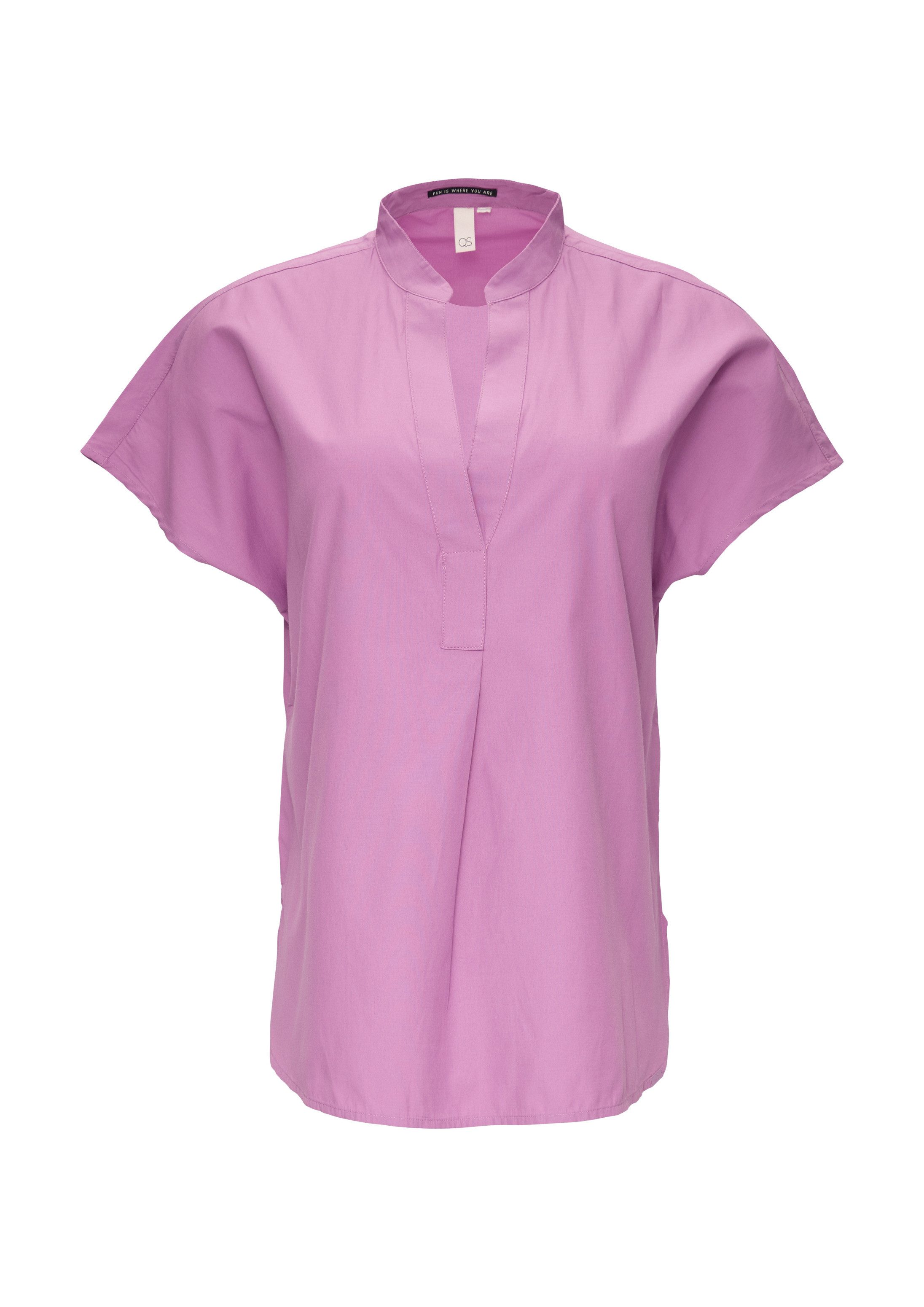 QS Kurzarmbluse Bluse Blusenshirt aus Popeline