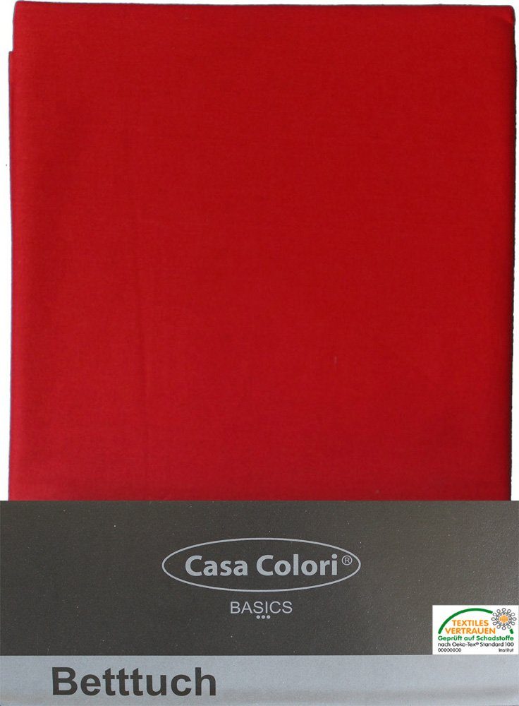 KH-Haushaltshandel Bettlaken klassisches Haustuch, Betttuch, Bettlaken, OHNE Spanngummi, rot, Baumwoll-Cretonne, Gummizug: nein, (1 Stück), 150x250cm, robustes Baumwoll Cretonne Gewebe