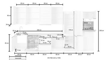 HELD MÖBEL Küchenzeile Ohio, mit E-Geräten, Breite 390 cm