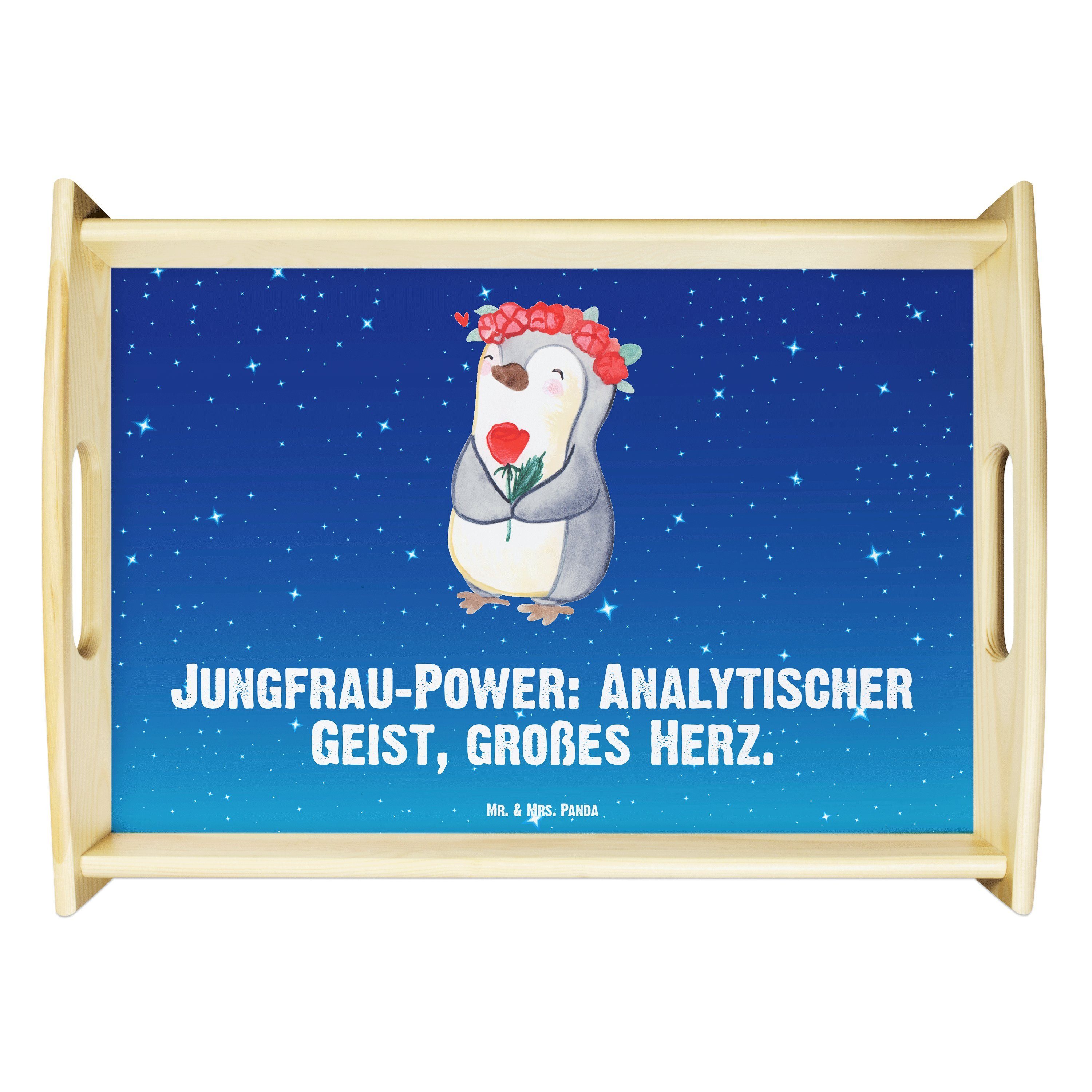 lasiert, Geschenk, Panda Blau Hol, Mrs. - Astrologie & Sternenhimmel Dekotablett, Mr. (1-tlg) - Echtholz Tablett Jungfrau