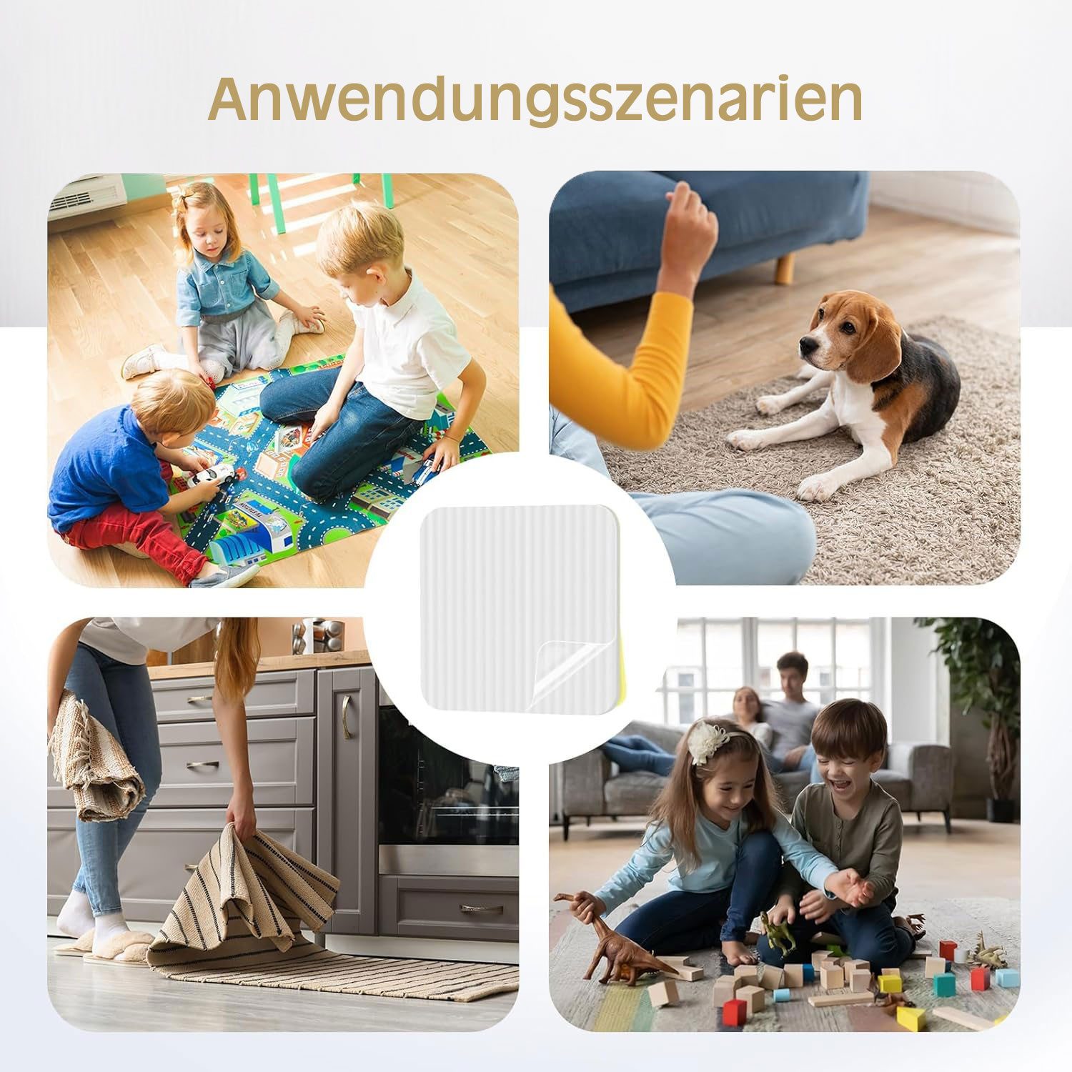 Vimoda Antirutsch Teppichunterlage Pads Antirutschmatte, 4-St., 10*10cm, (12-St., waschbarer), rutschfest für Laminat, Fliesen & Kinderzimmer, Badezimmer, Küche – Bild 5 von 5
