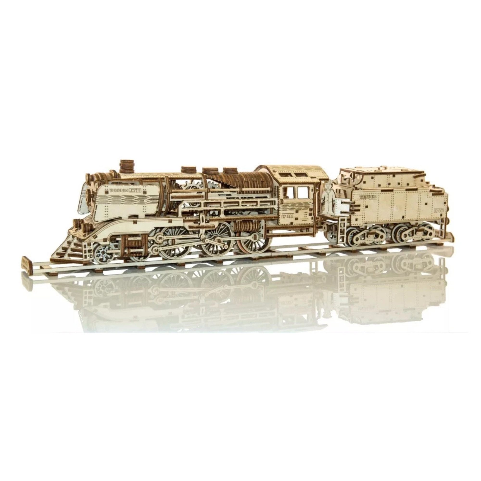 Wooden City 3D-Puzzle Holzexpress Dampflok Holzpuzzle (580 Teile), Puzzleteile