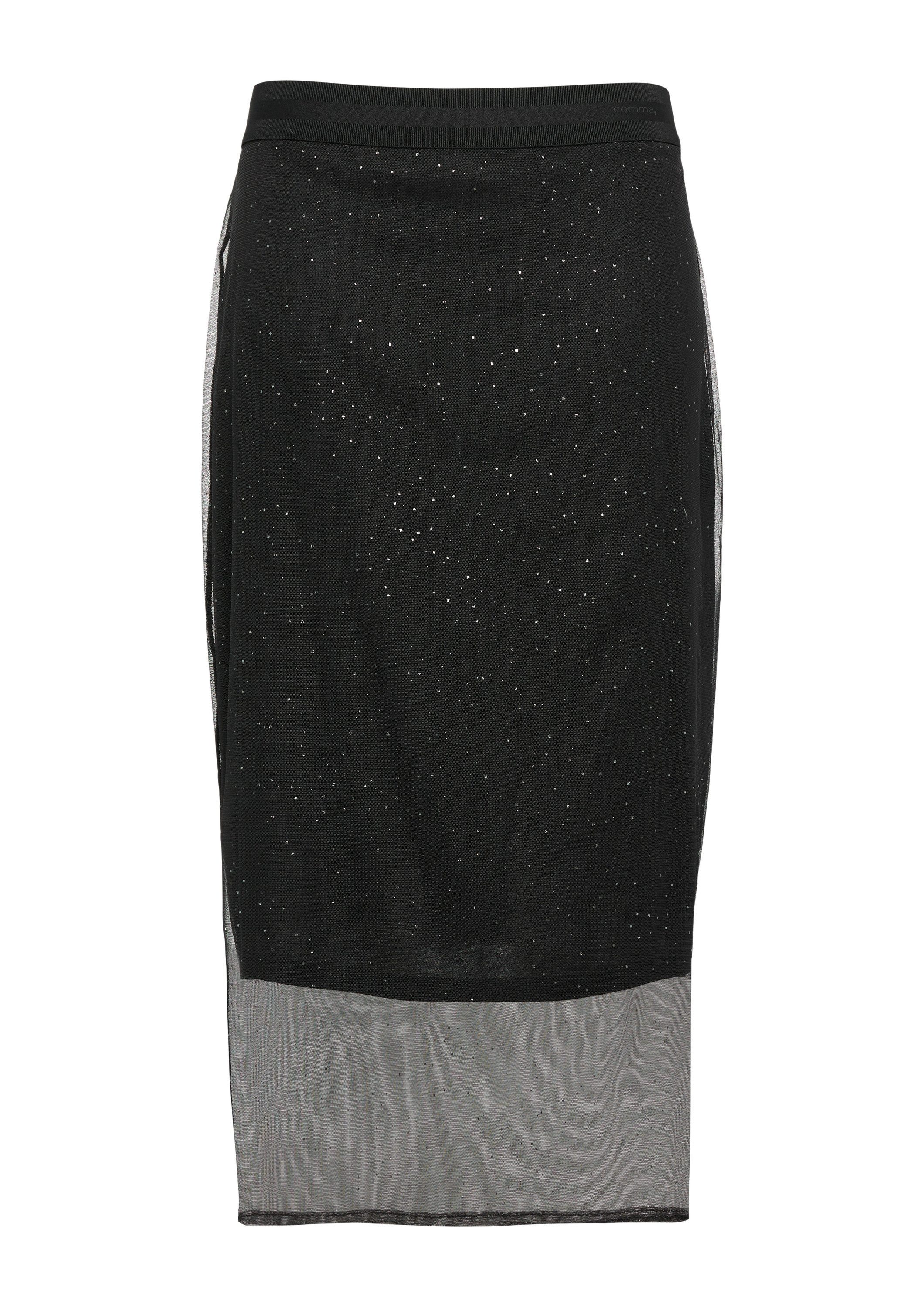 comma Midikleid Rock Mesh-Rock mit Metallic-Effekt und kurzem Futter