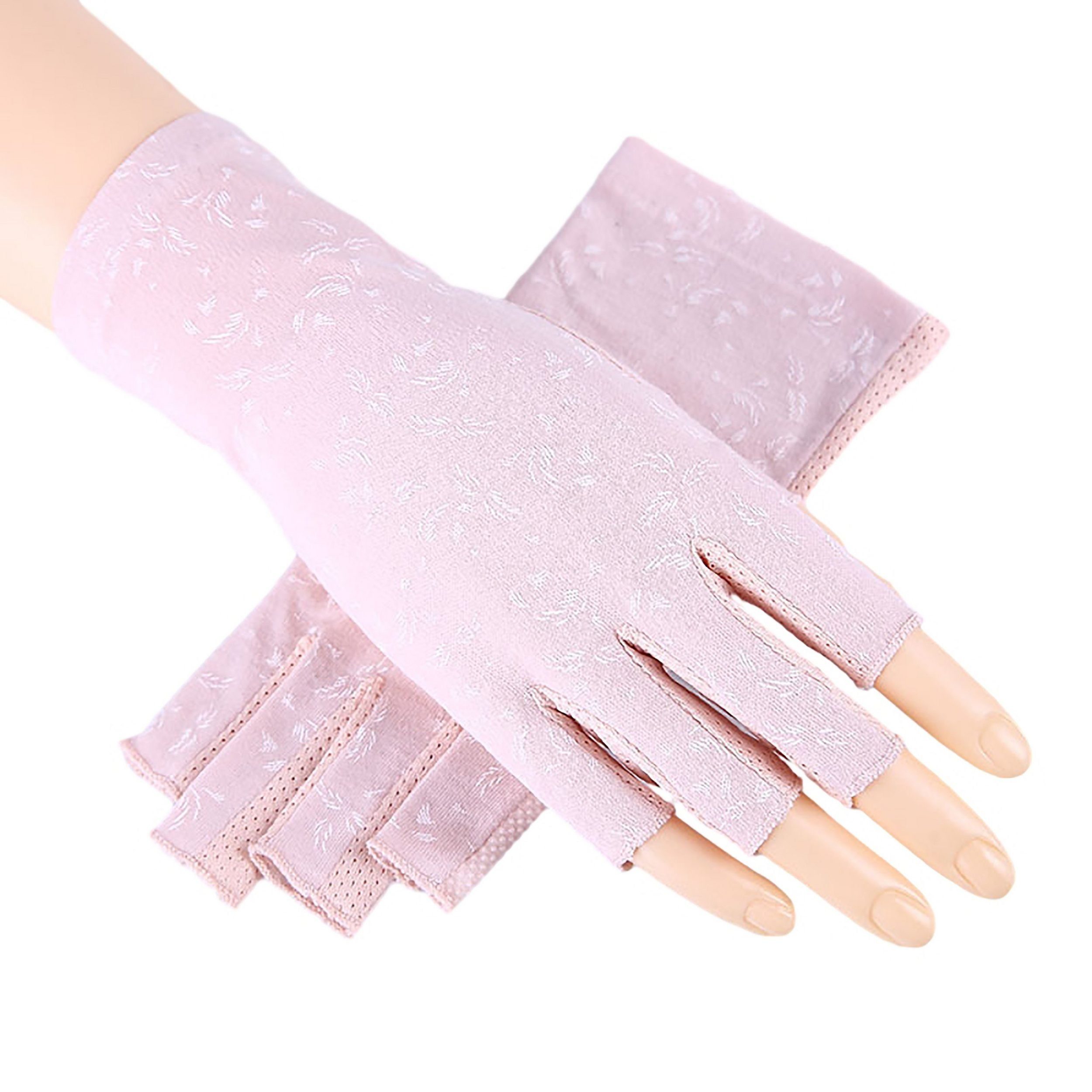 SRRINM Baumwollhandschuhe Fingerlose UV Handschuhe Damen Outdoor