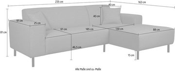 Home affaire Ecksofa ARROS L-Form, incl. loser Zierkissen, Maße B/T/H: 235/163/81 cm, auch in Cord