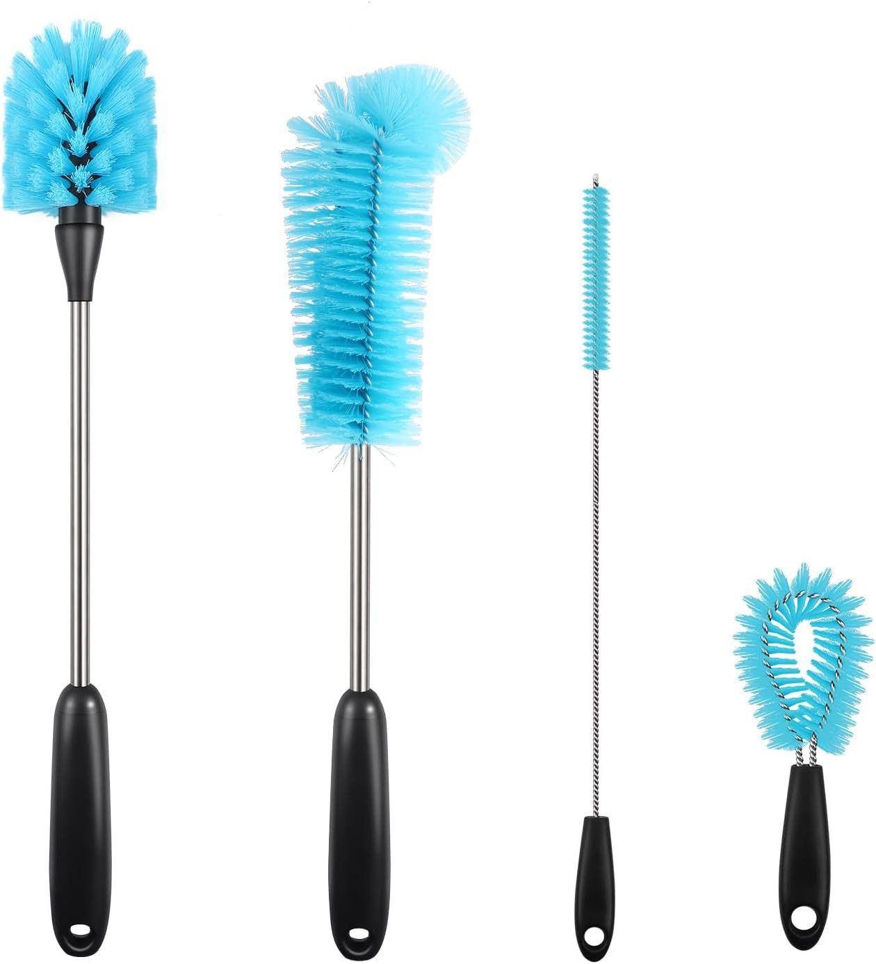 FELIXLEO Reinigungsbürste 4er Flaschenbürsten Set 38cm mit Strohhalmreiniger Blau, (1-tlg)