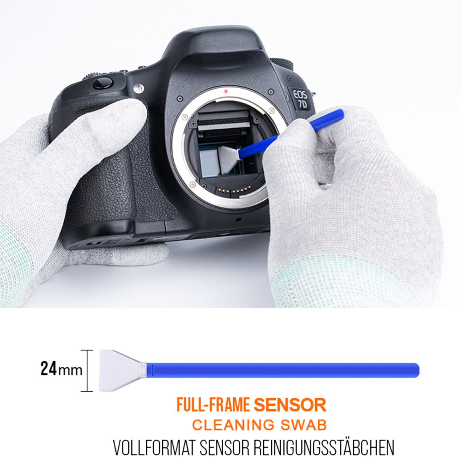Staubfrei KF Reinigung Kamerazubehör-Set Vollformat 20 Stück 24mm Sensor Minadax Swabs Minadax
