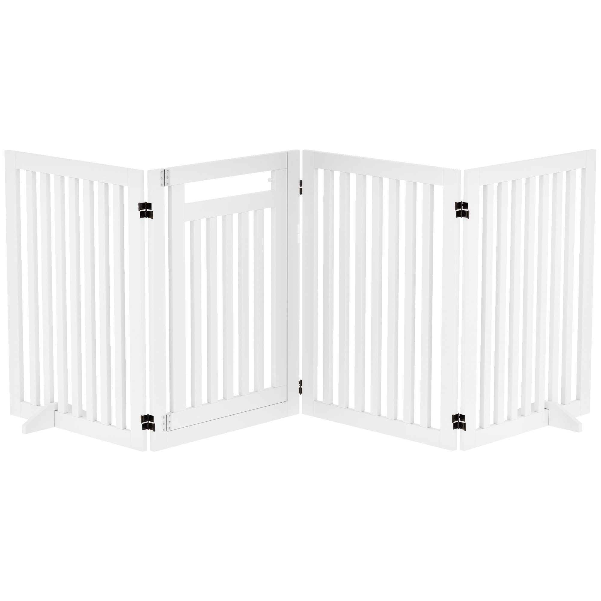 PawHut Hundegitter für Tiere 4 Stücke freistehende Sicherheitsgitter faltbar, Weiß, MDF (Schutzgitter, 1 St., Konfigurationsgitter), 240L x 1.8B x 81H