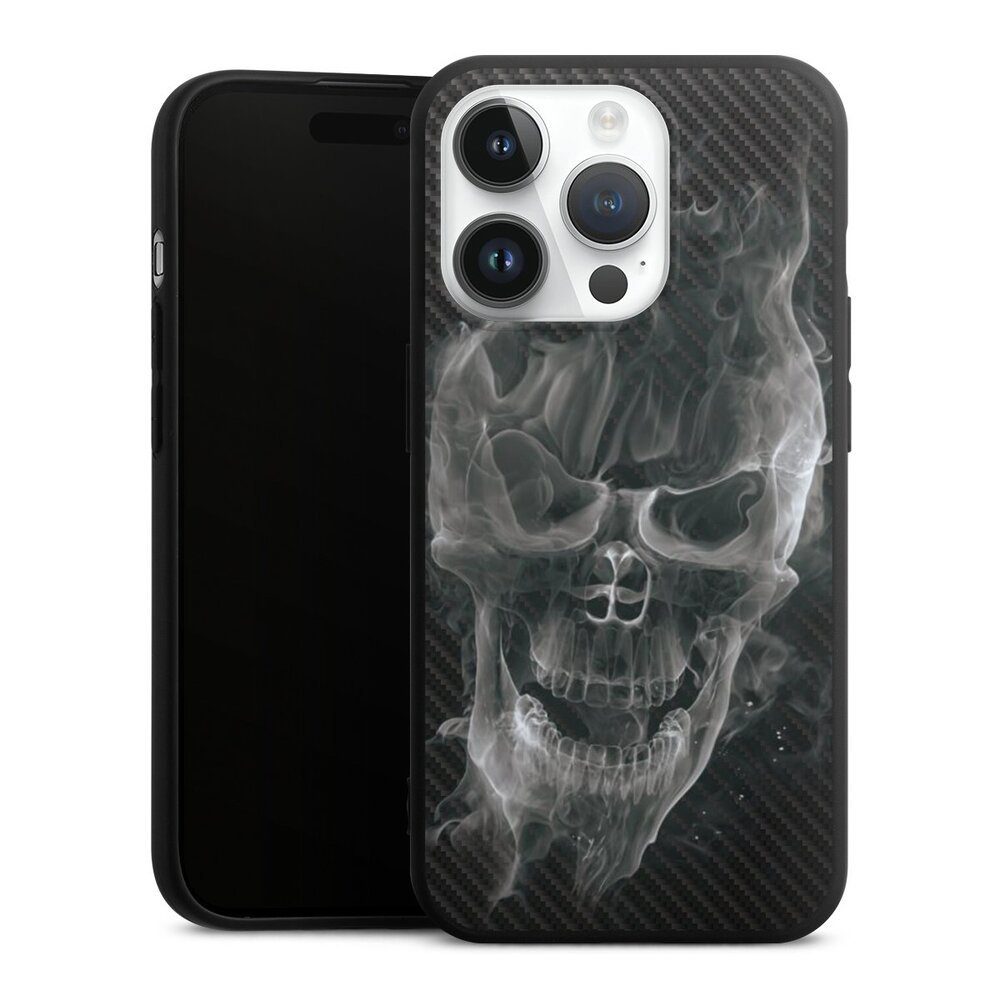 Handyhülle Totenkopf Schädel Carbon Smoke Skull Carbon