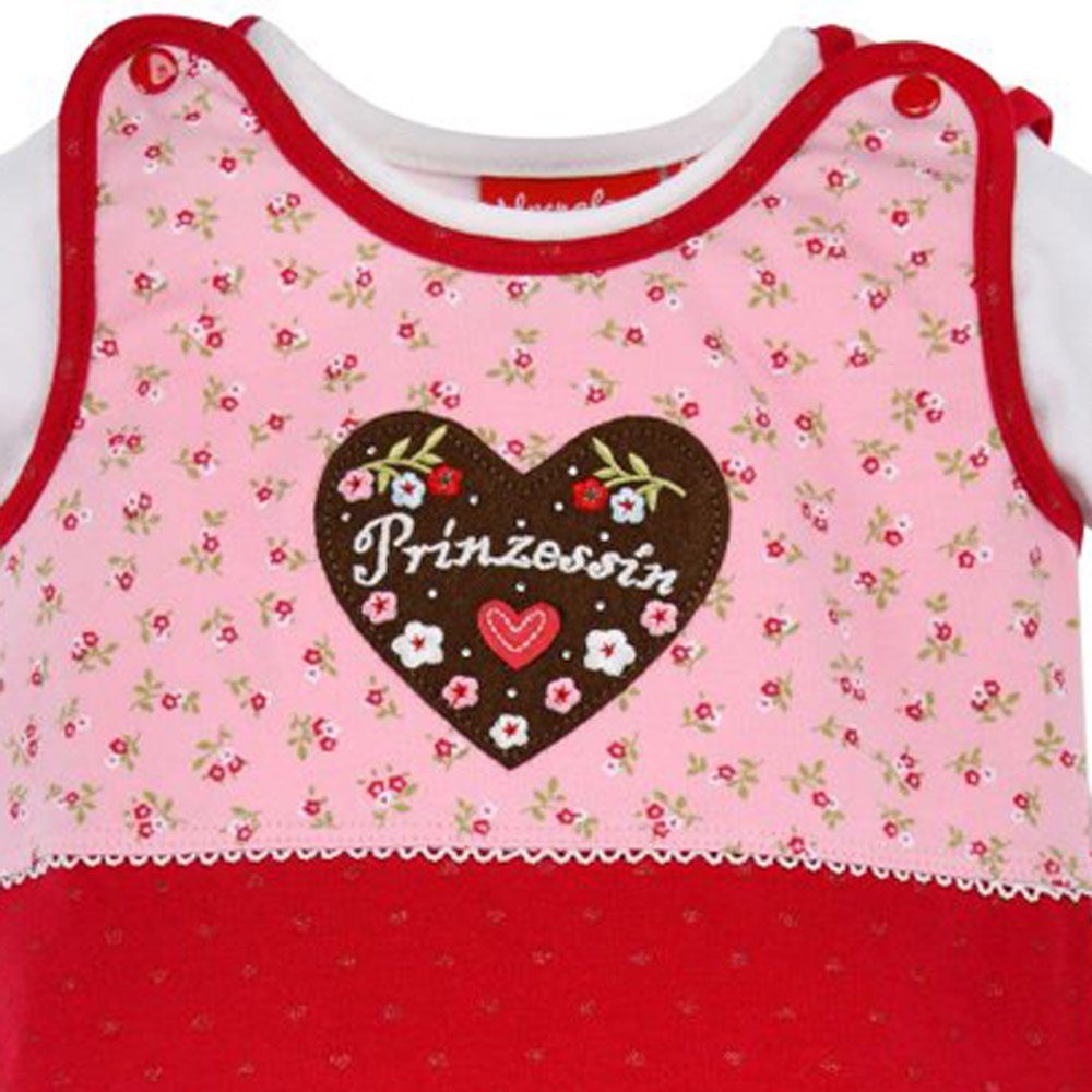 Babymode 86557, "Prinzessin" Rot BONDI Herz mit Mädchen 2-tlg. Baby Overall Strampler Rosa
