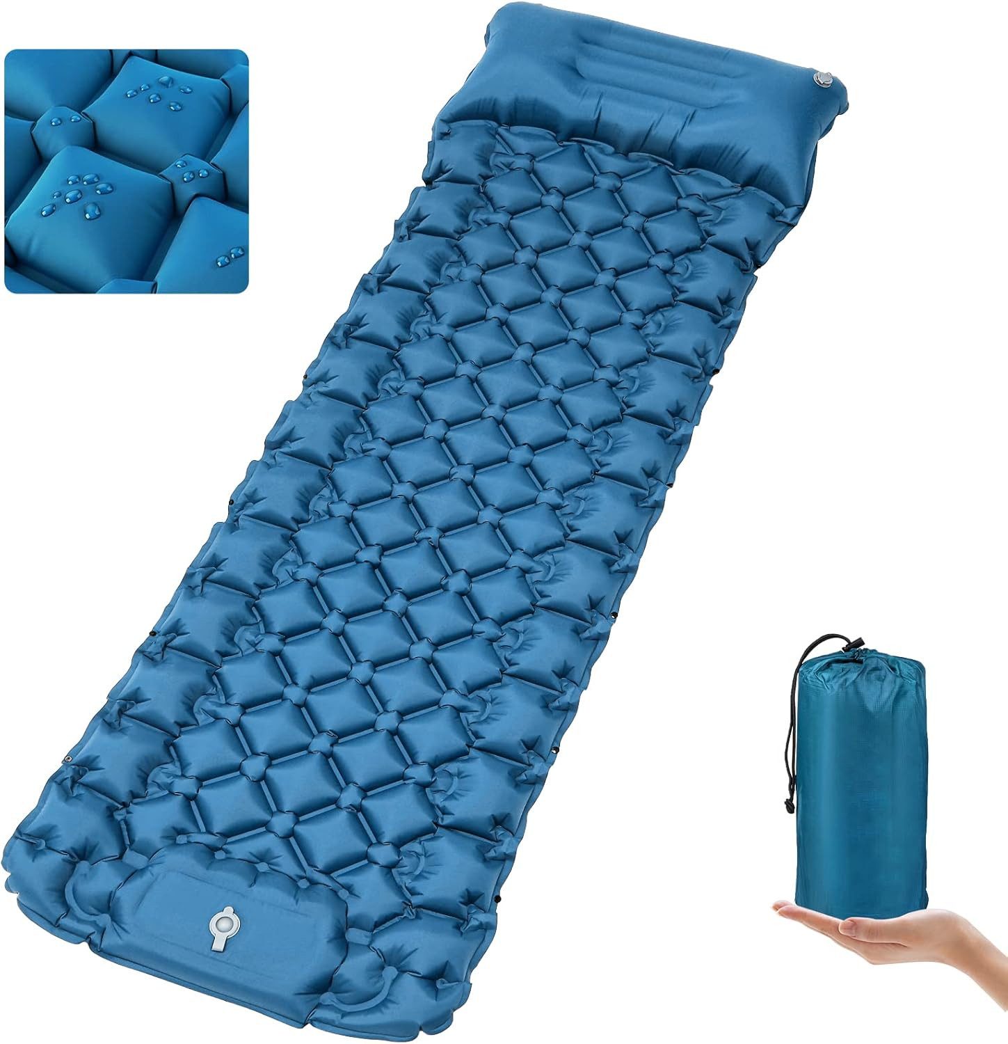 FELIXLEO Luftbett Isomatte Camping Luftmatratze Aufblasbare Matratze mit Kissen