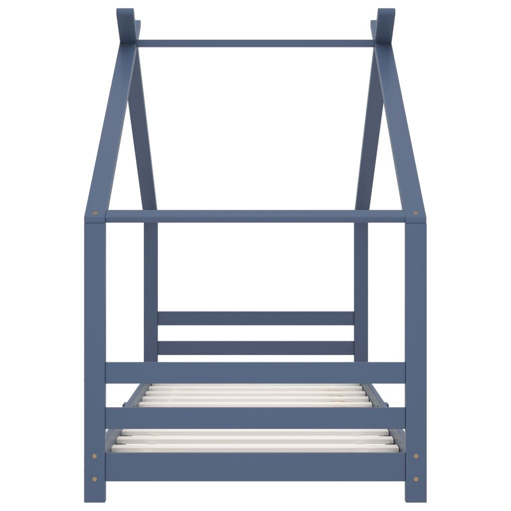 vidaXL Kinderbett 90 x 200 cm Kinderbett mit Himmel Kinderbett-Gestell Grau Massivholz K