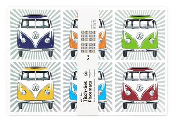 Platzset, Volkswagen Tischsets, VW Collection by BRISA, (4er Set), abwaschbare Platzdeckchen in T1 Bulli Bus Design