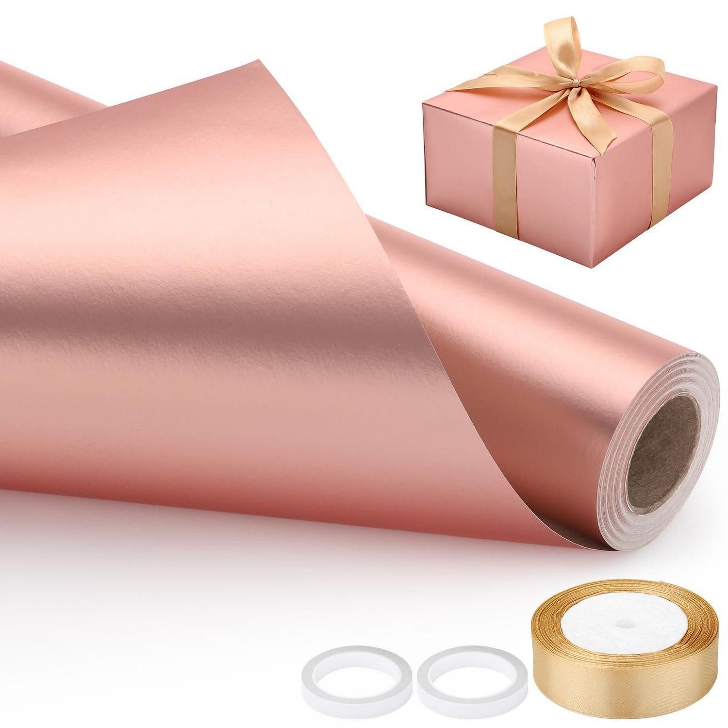 LuxusKollektion Packpapier Geschenkpapier Roségold Matt 43cm x 10m Set, (1St)