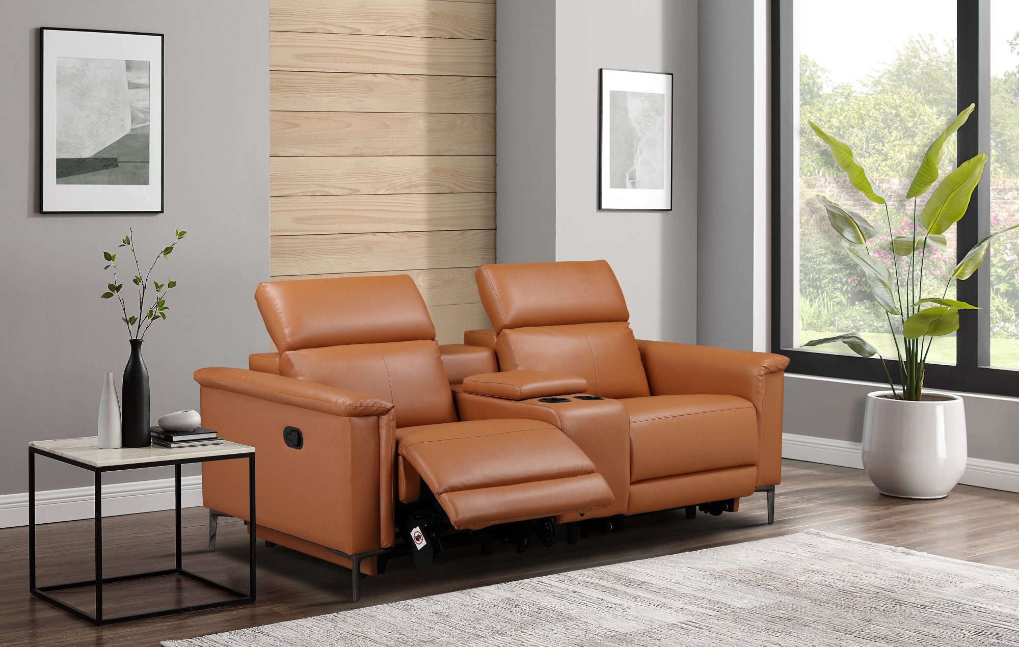 OTTO home 2-Sitzer LUND,Lederoptik, Kinosofa, Relaxfunktion, TV-Sessel, man./elektrisch, elektri. mit USB-A, Kopfteilverstellung, Getränkehalter u. Staufach