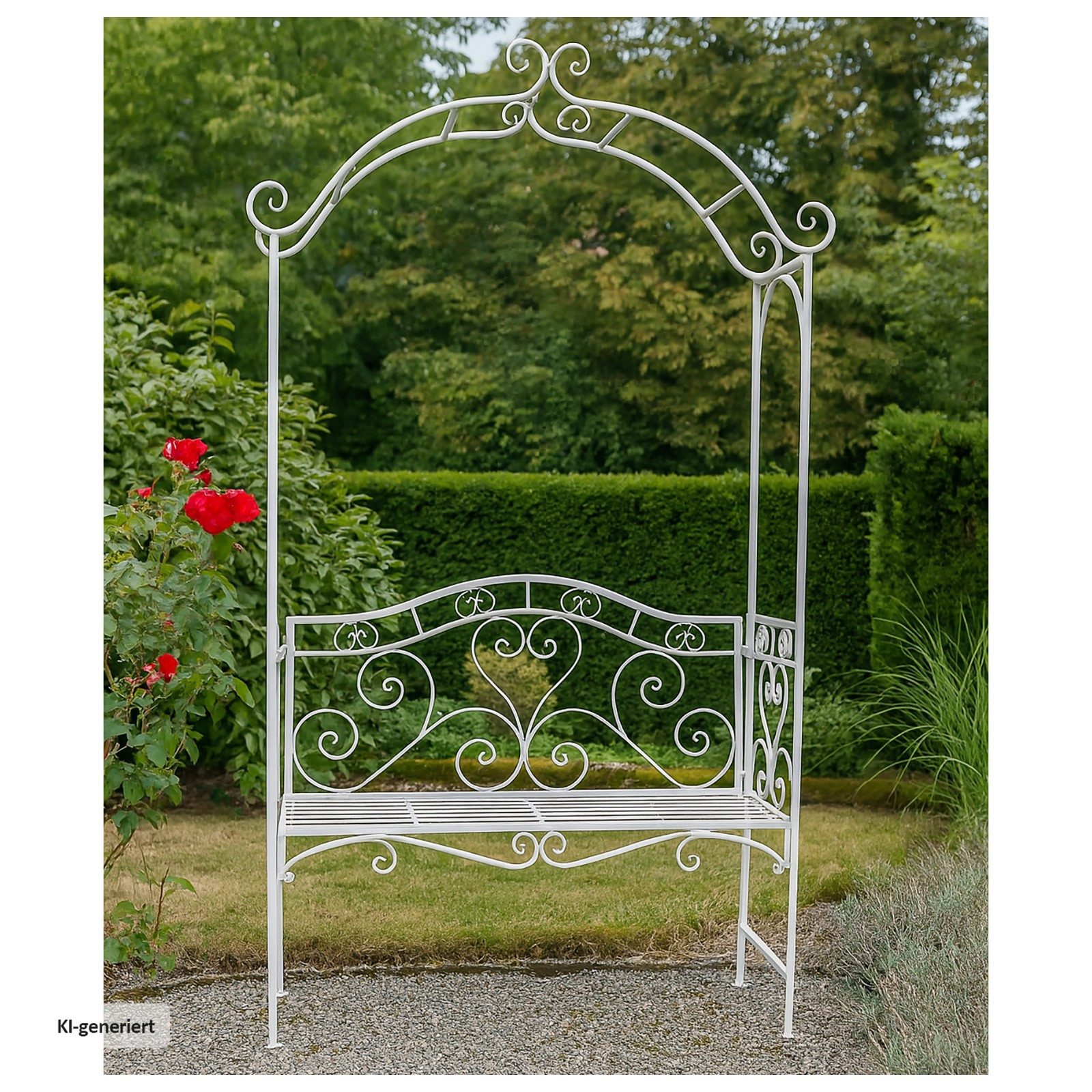 HTI-Living Rosenbogen Romantische Gartenbank Stück, 1 St., 1 Rosenbogen mit Sitzbank, Rankhilfe Metall nostalgisch