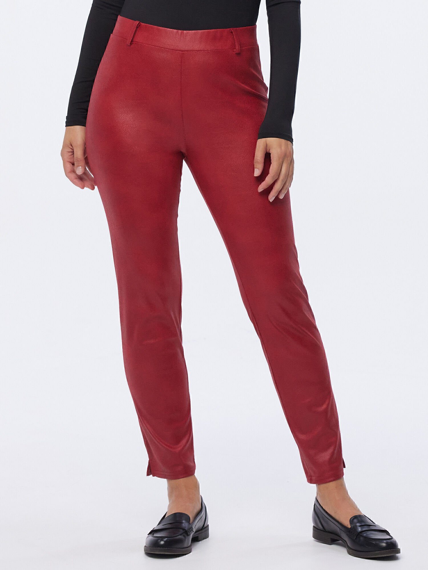 MONACO blue Lederimitathose Leggings elastisch (1-tlg) in hochwertigem Lammnappalederimitat rot