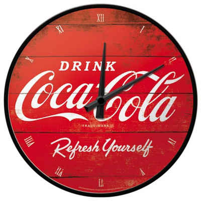 Nostalgic-Art Wanduhr Coca Cola - Logo Red, Refresh Yourself (Quarzuhrwerk)