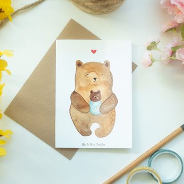 Mr. & Mrs. Panda Grußkarte Bär Baby - Weiß - Geschenk, Grußkarte, Täufling, Teddybär, Glückwunsc, Hochglänzende Veredelung
