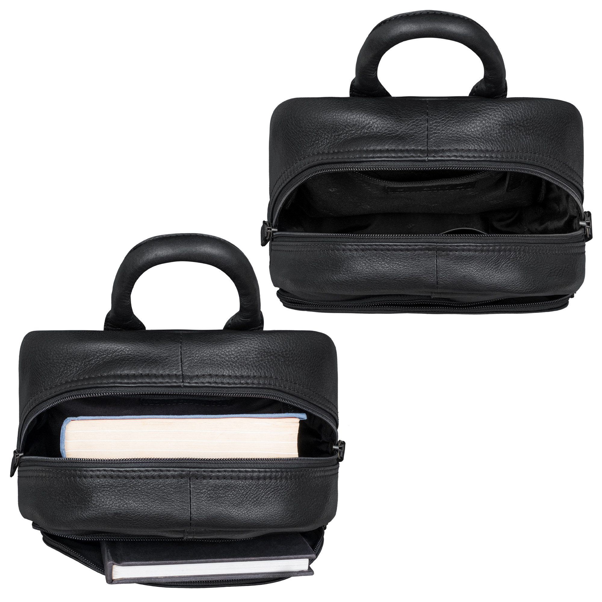 STILORD Cityrucksack "Elva" Kleiner Rucksack Damen Leder Daypack viele Fächer