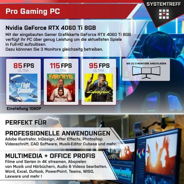 SYSTEMTREFF Gaming-PC-Komplettsystem (27", AMD Ryzen 7 5800X, GeForce RTX 4060 Ti, 32 GB RAM, 1000 GB SSD, Windows 11, WLAN)