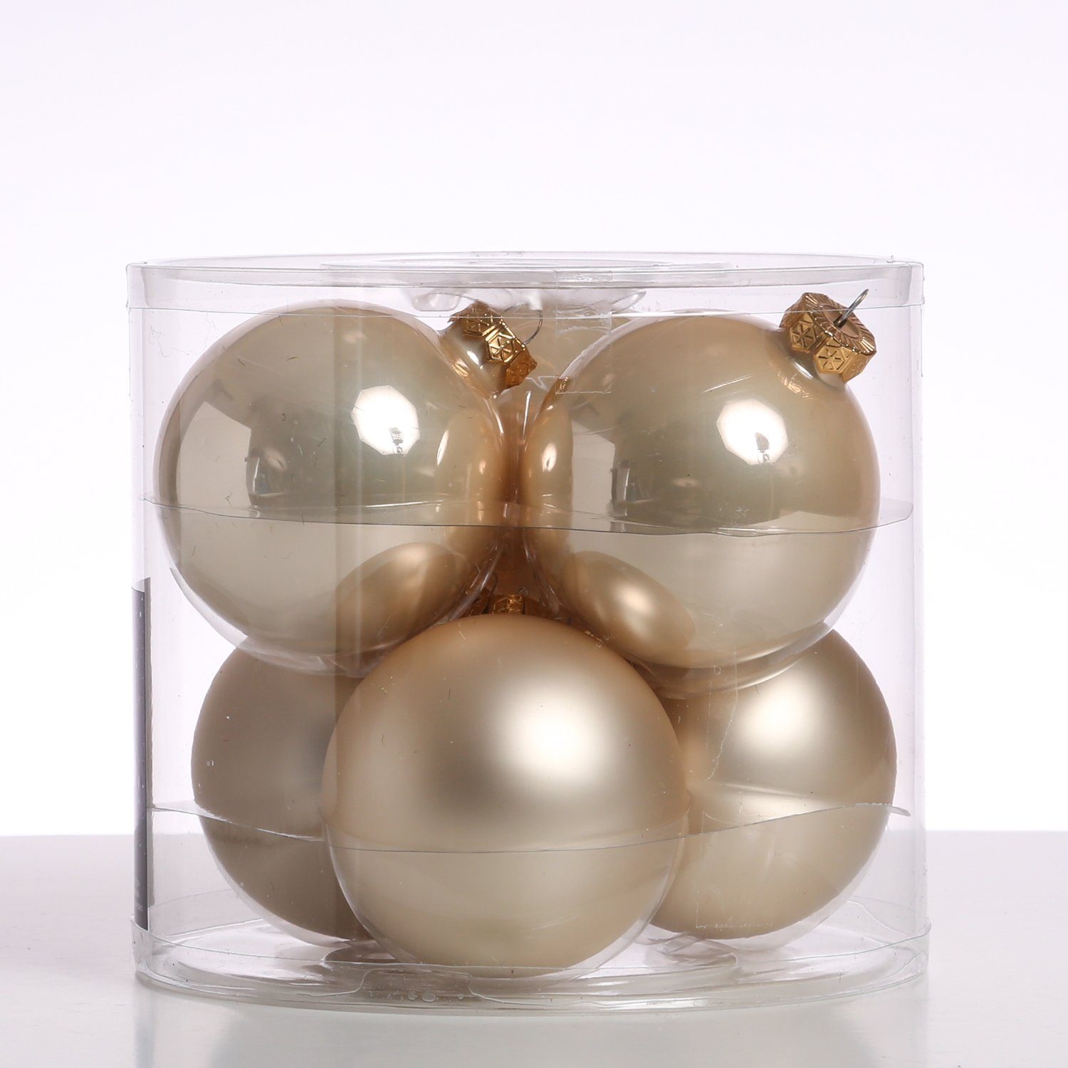 MARELIDA Weihnachtsbaumkugel Christbaumkugel Weihnachtskugel Glas D: 8cm champagner 6er Set (6 St) | Weihnachtskugeln
