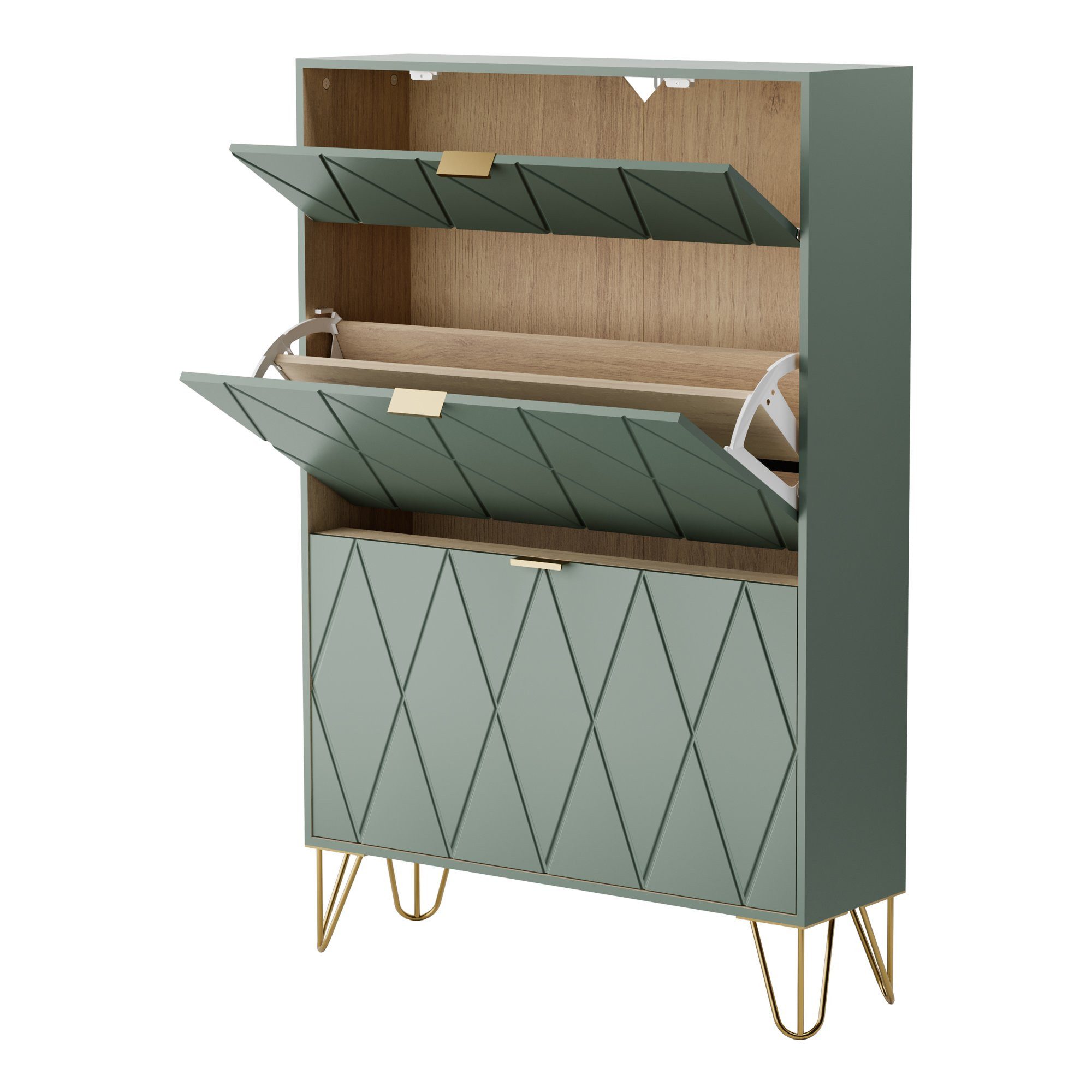 UEV Schuhschrank mit 2 Klappen Schuhregal Schukipper (Schmal Schrank. Schuhkommode im Flur) 80 x 24 x 120 cm für 16 Paar Schuhe,Platzsparend