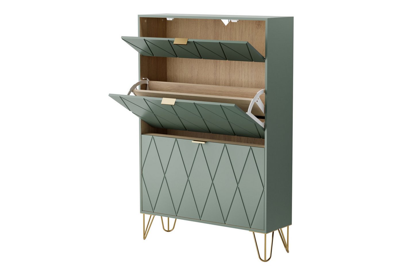 UEV Schuhschrank mit 2 Klappen Schuhregal Schukipper (Schmal Schrank. Schuhkommode im Flur) 80 x 24 x 120 cm für 16 Paar Schuhe,Platzsparend