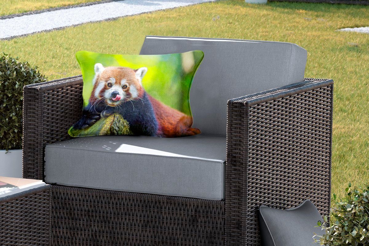 Panda Rüssel, - Natur MuchoWow Dekokissenbezug, Polyester, Roter Kissenhülle - Dekokissen Outdoor-Dekorationskissen,