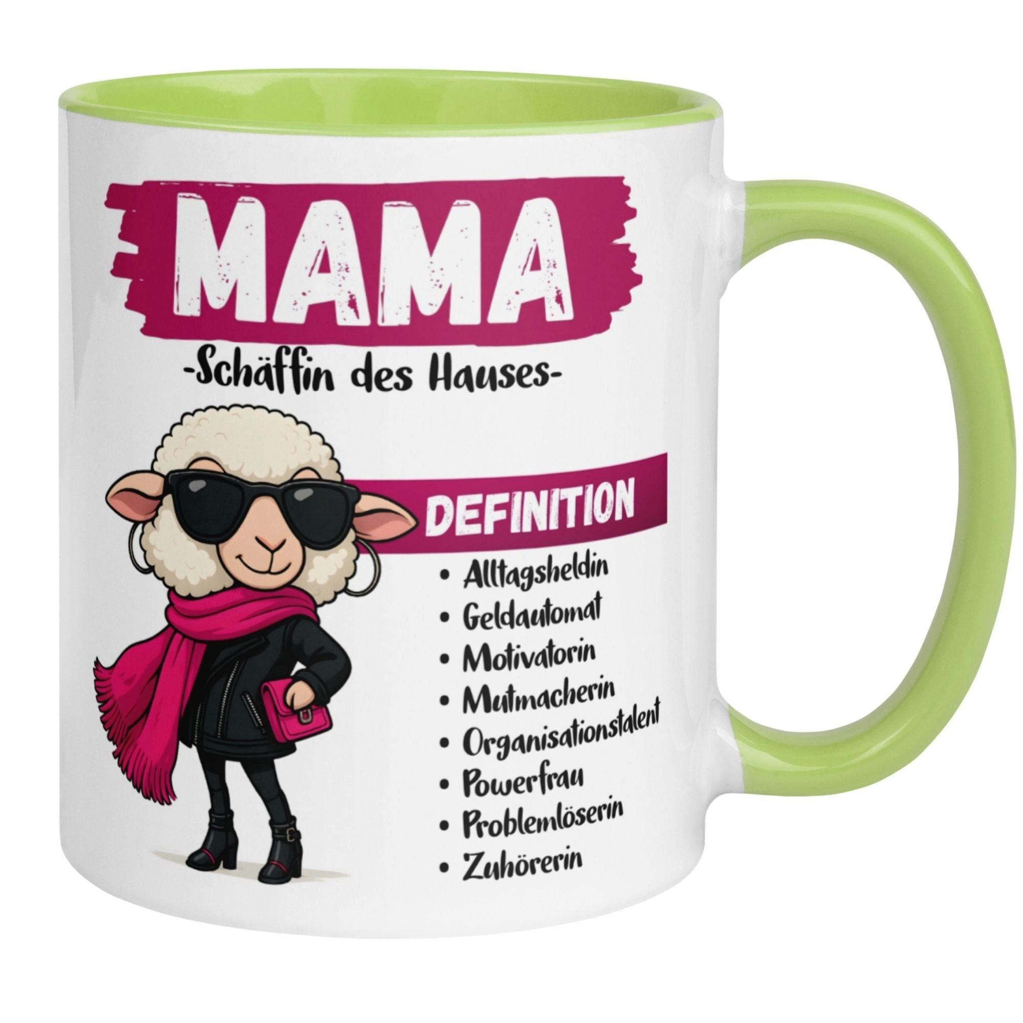 Momentals Tasse Mama – „Schäffin des Hauses“ – Geschenk Becher Geburtstag Muttertag, Beidseitiger Druck · Links- & Rechtshänder · Spülmaschinenfest