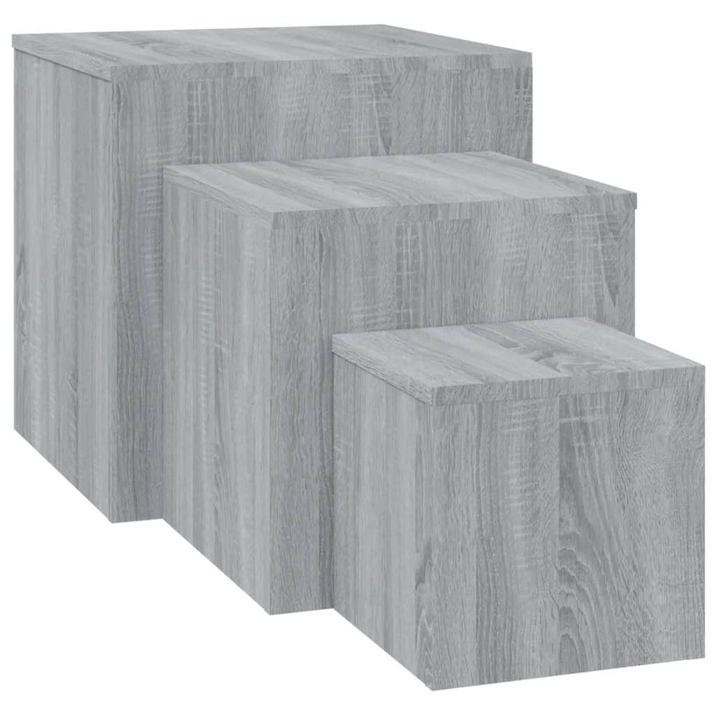 3 Sonoma Sonoma Grau Grau Holzwerkstoff | Sonoma Stk. (3-St) Grau vidaXL Beistelltisch Beistelltische