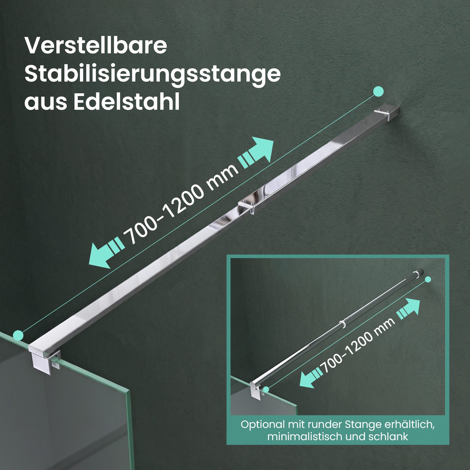 Mai & Mai Duschwand Duschabtrennung für Dusche Walk in Duschkabine 10mm ESG NANO – Bild 5 von 5