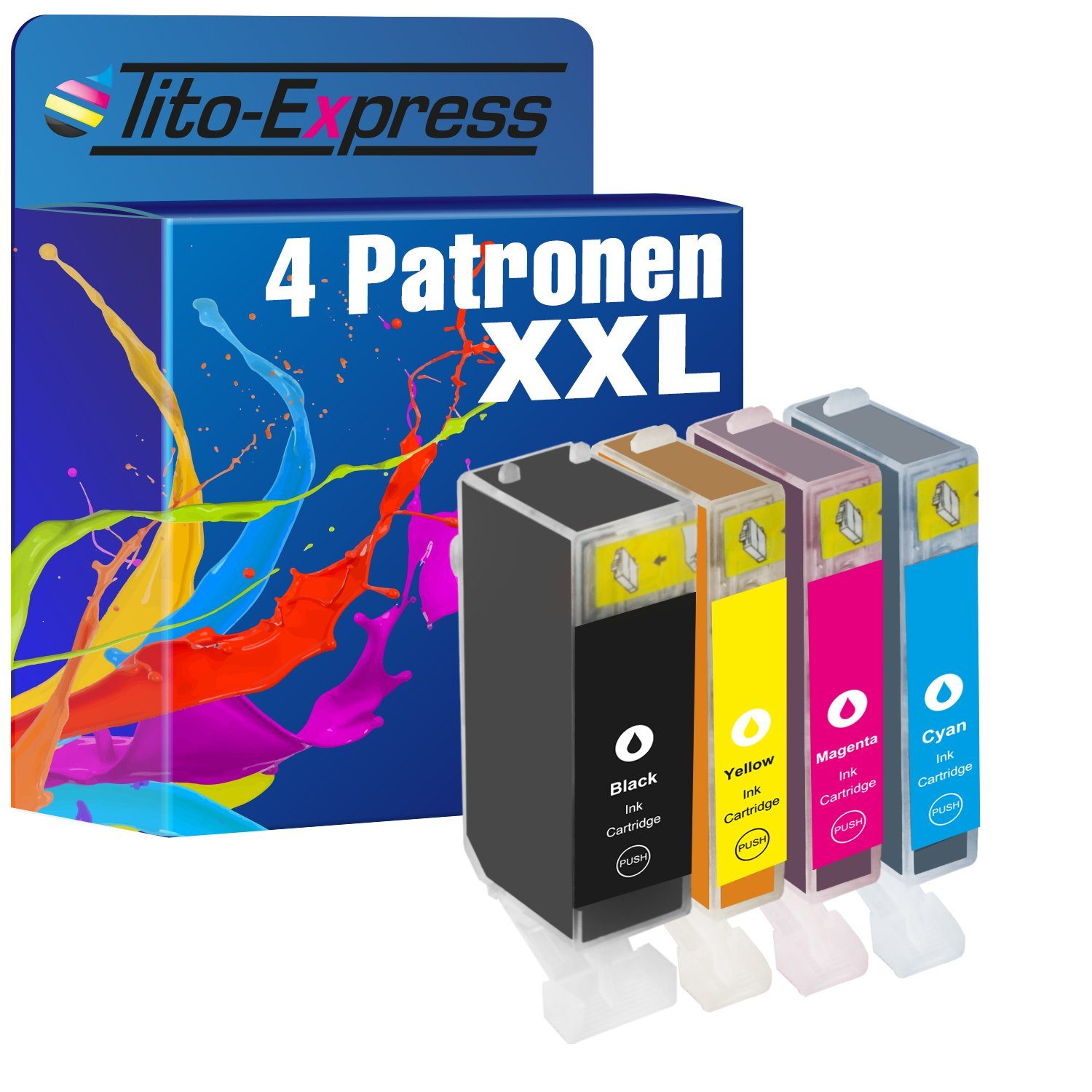 Tito-Express 4er Set ersetzt Canon PGI-5 PGI5 CLI-8 CLI8 Tintenpatrone (für Pixma IP3300 IP3500 IP4200X IP4300 IP4500 IP4500X IP5200R IP5300)