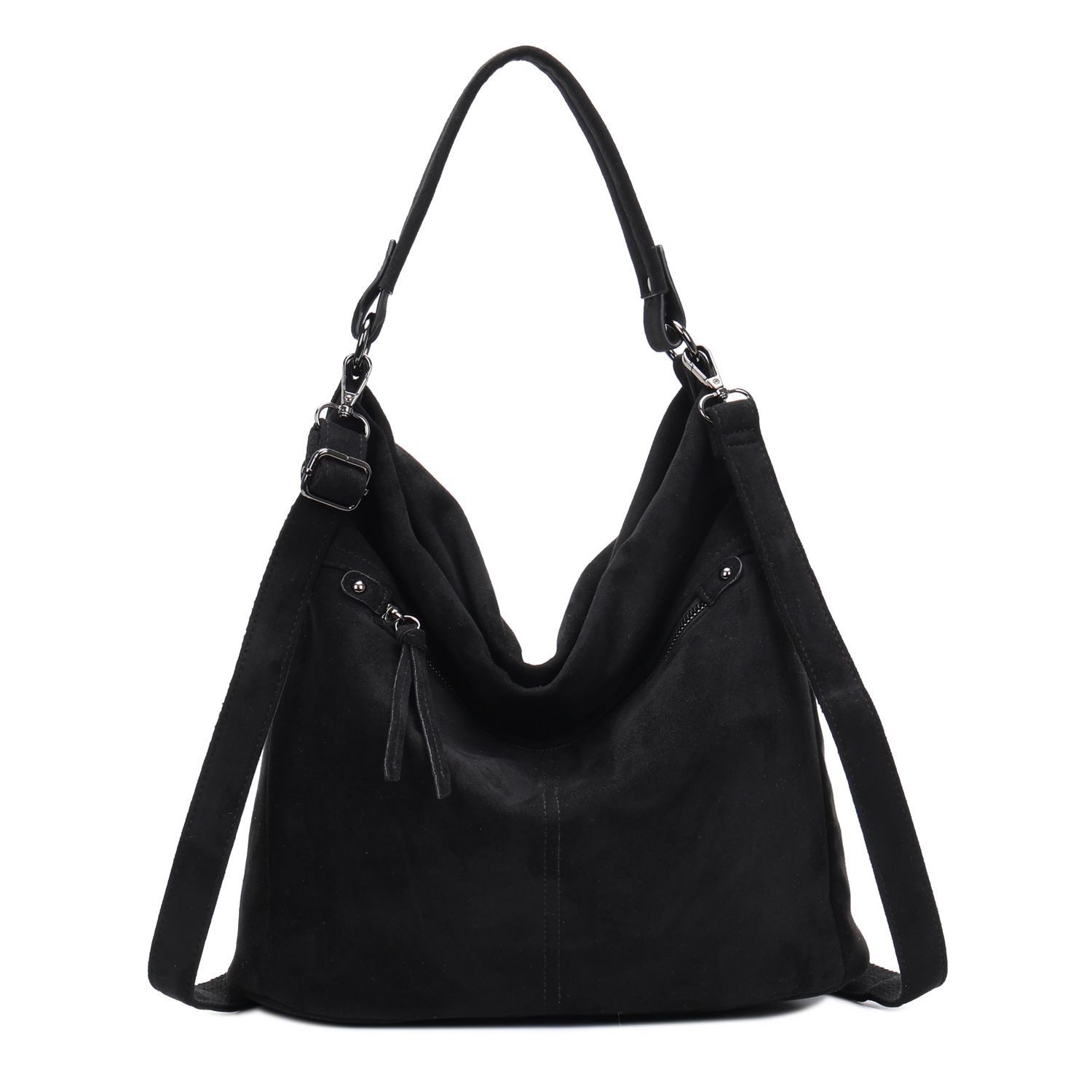 Schultertasche Damen Tasche Samt Shopper Hobo-Bag Umhängetasche Wildleder-Optik Reise