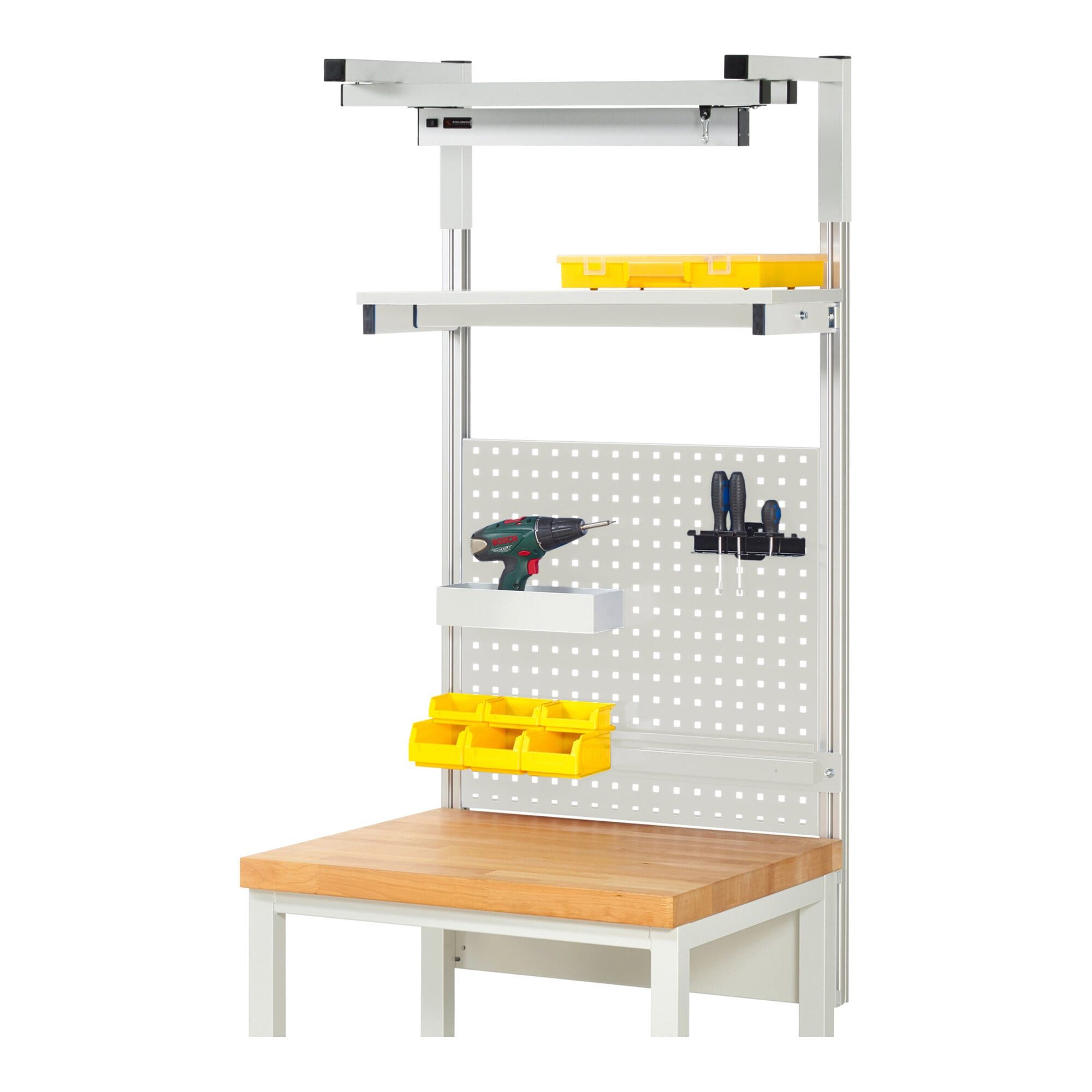 RAU Werkbank Rau System-Aufbau Komplettset 04, für Produktbreite 750 mm, RAL7035/RA
