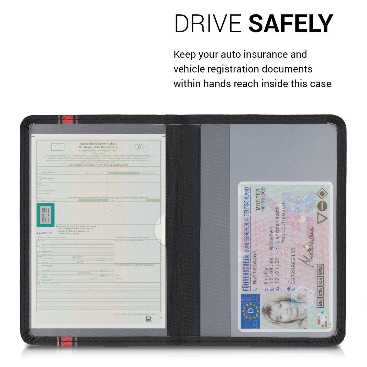 kwmobile Organizer Fahrzeugschein Hülle mit Kartenfächern (1 St), Kunstleder Etui Tasche Zulassungsbescheinigung – Bild 3 von 5