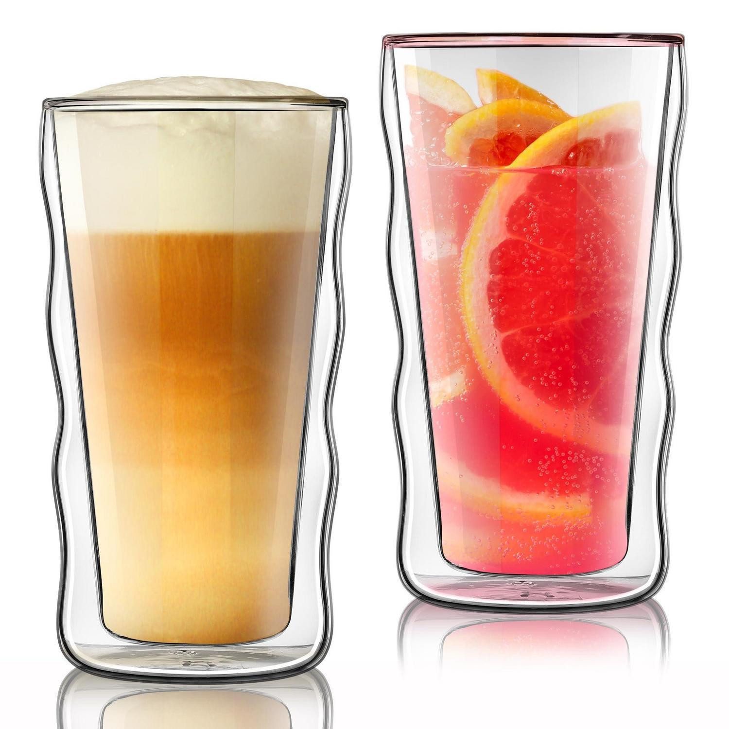 LuxusKollektion Thermoglas Doppelwandige Gläser 450ml 2er Set, Glas