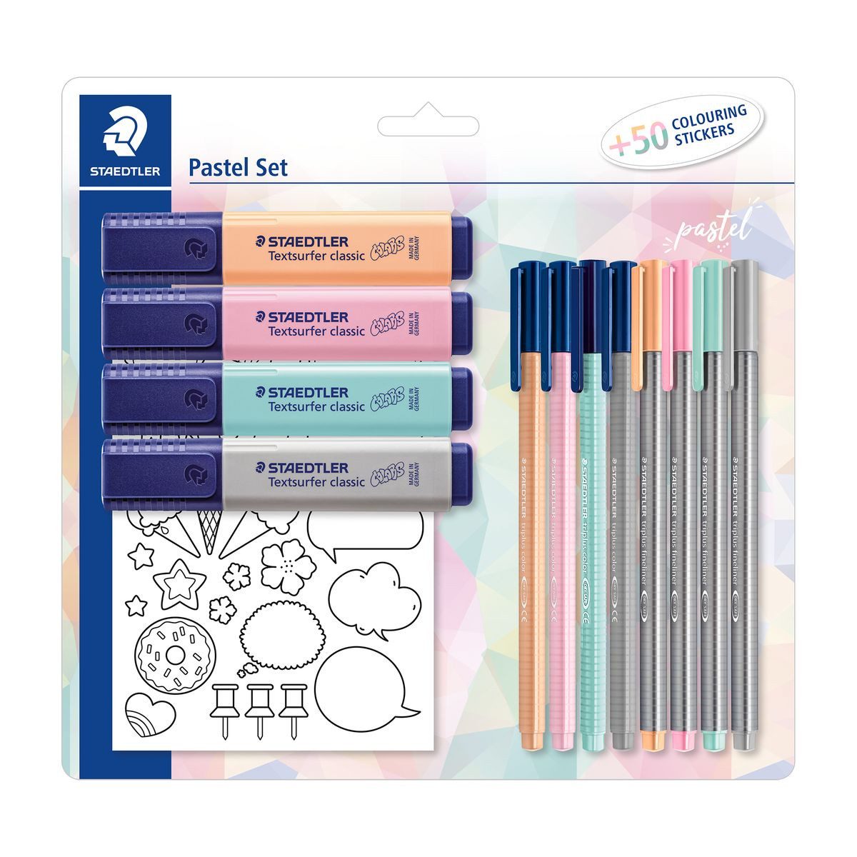STAEDTLER Fineliner STAEDTLER Pastell Set mit Stickern 12 Teile Blister