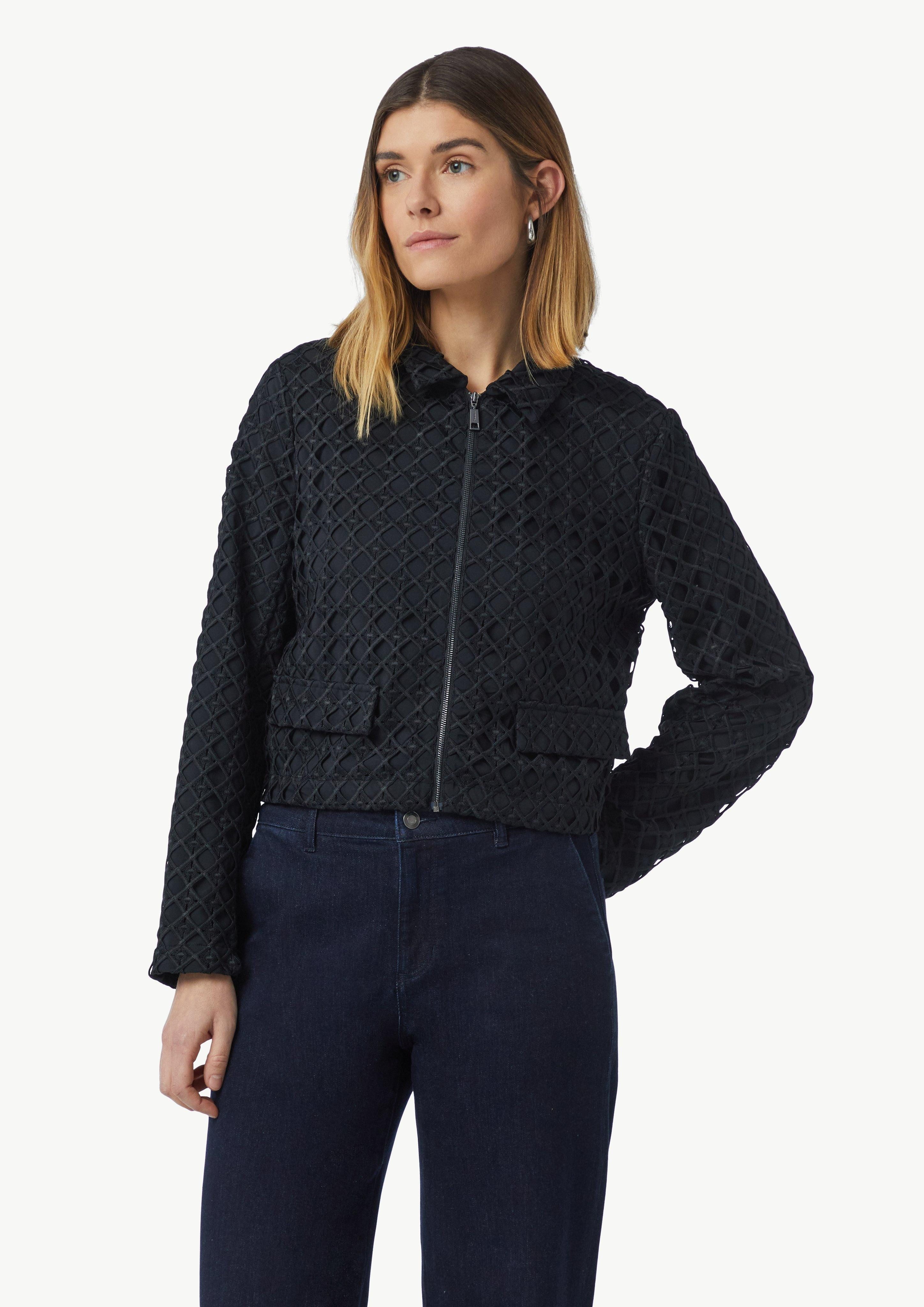 Blusenblazer Verkürzte Jacke mit hochwertiger Spitze