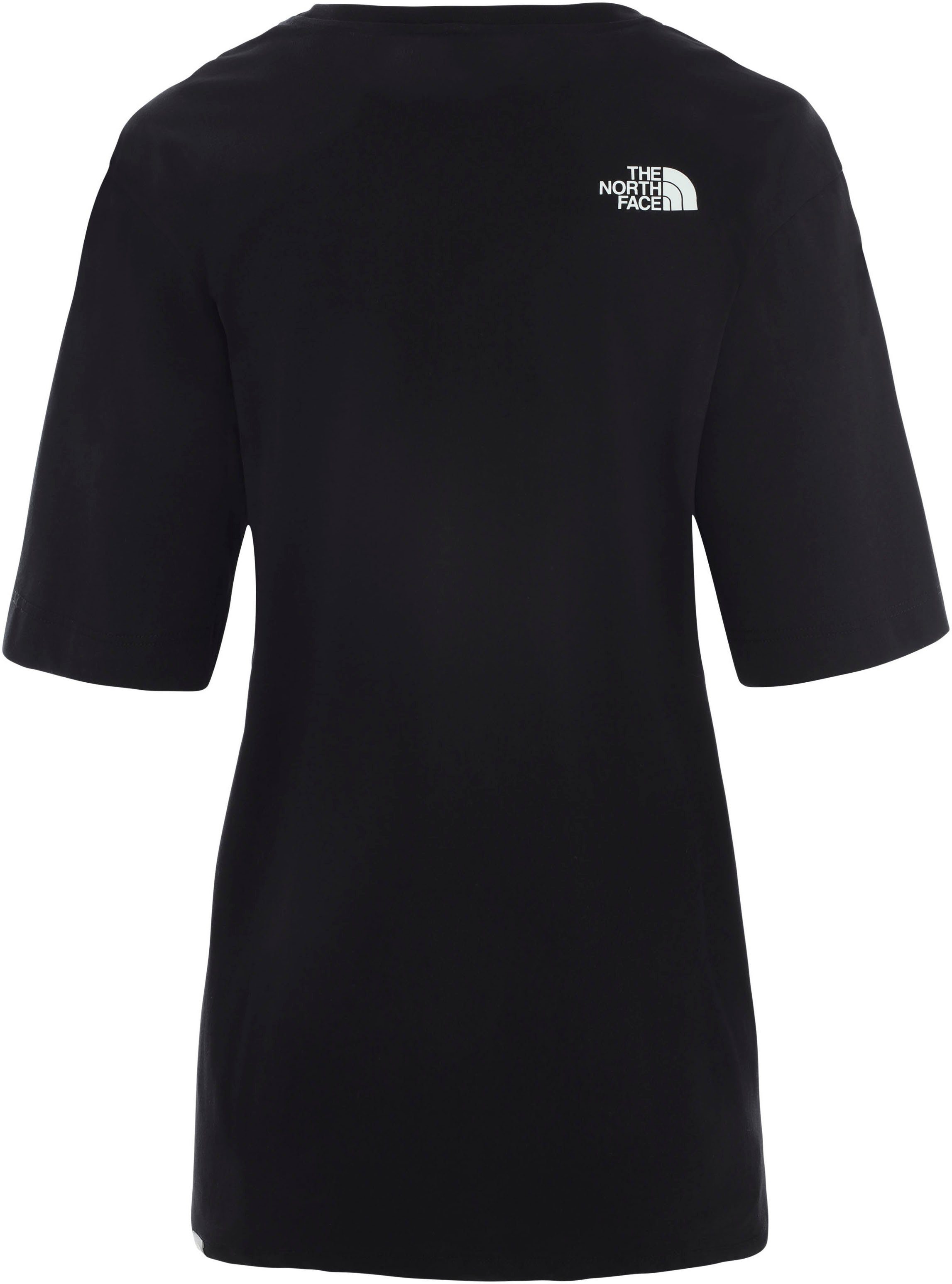 The North Face T-Shirt black Logodruck W EASY mit Brust der RELAXED TEE auf