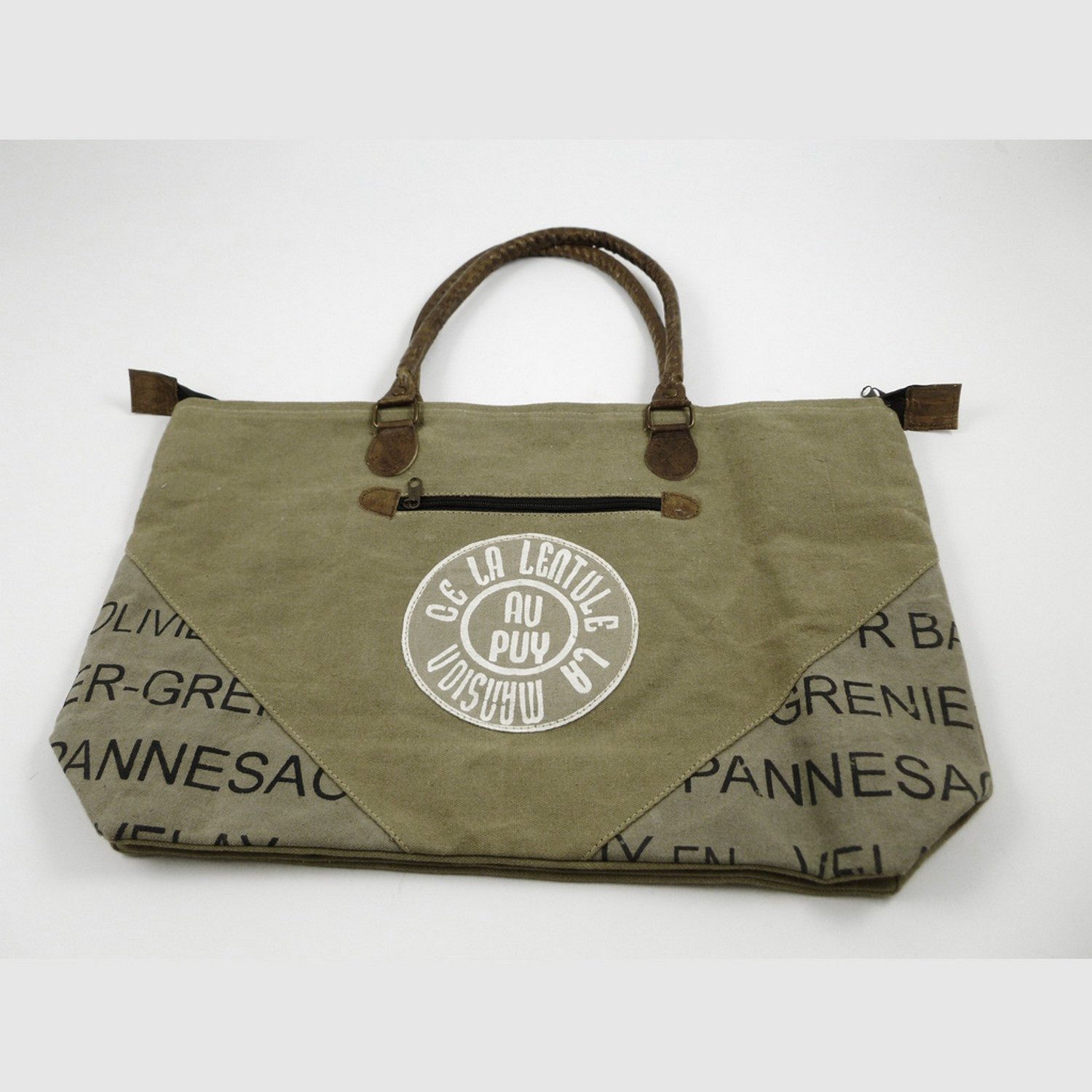 Deko AS Freizeittasche Cotton Canvas Tasche – Khaki-Olivgrün - 50 x 32 cm -