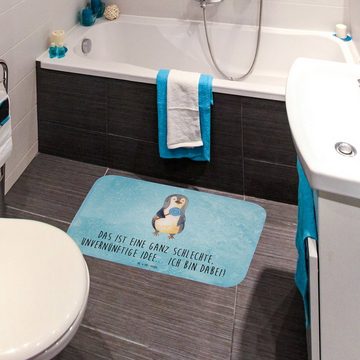 Badematte Pinguin Lolli - Eisblau - Geschenk, Badematte, Pinguine, Süßigkeiten, Mr. & Mrs. Panda, Höhe 1 mm, 100% Polyester, rechteckig, Einzigartiges Design