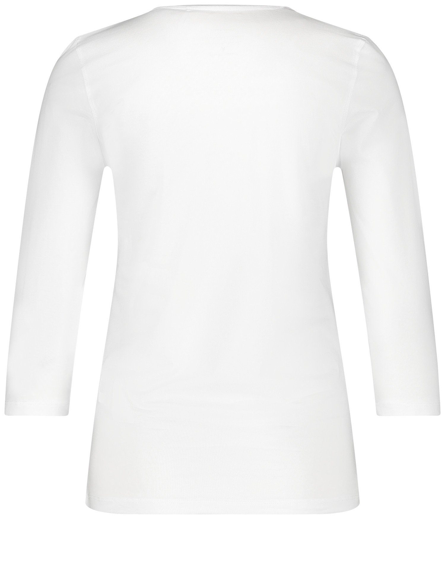 weiß/weiß 3/4 WEBER mit satinierter Shirt 3/4-Arm-Shirt Arm GERRY Ausschnittblende
