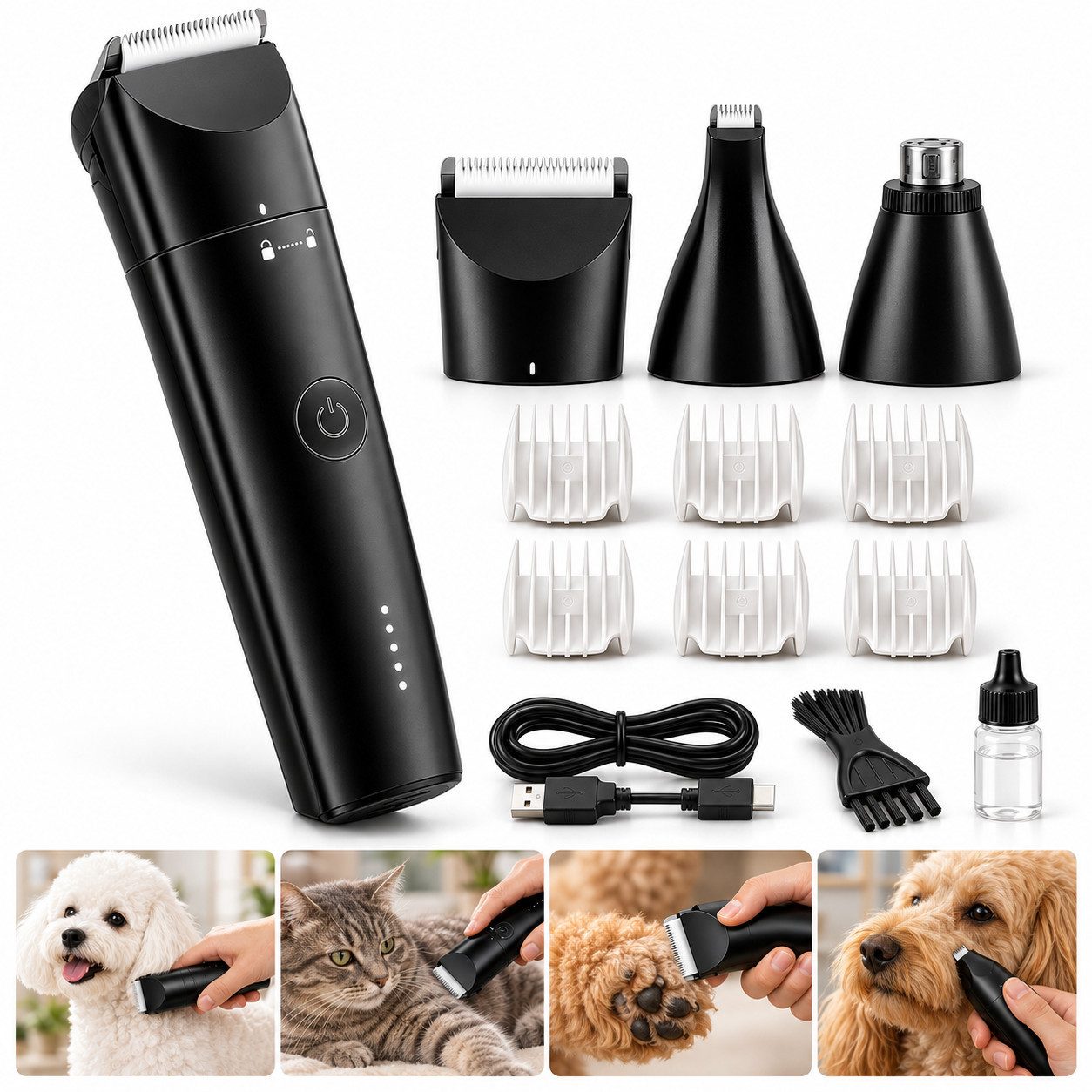 Luckice Hundeschermaschine Haartrimmer, Fellpflege-SetHaustierpflegeHaustierbedarf, Einzelgerät mit Pflegezubehör, ergonomisches Design, 35 …