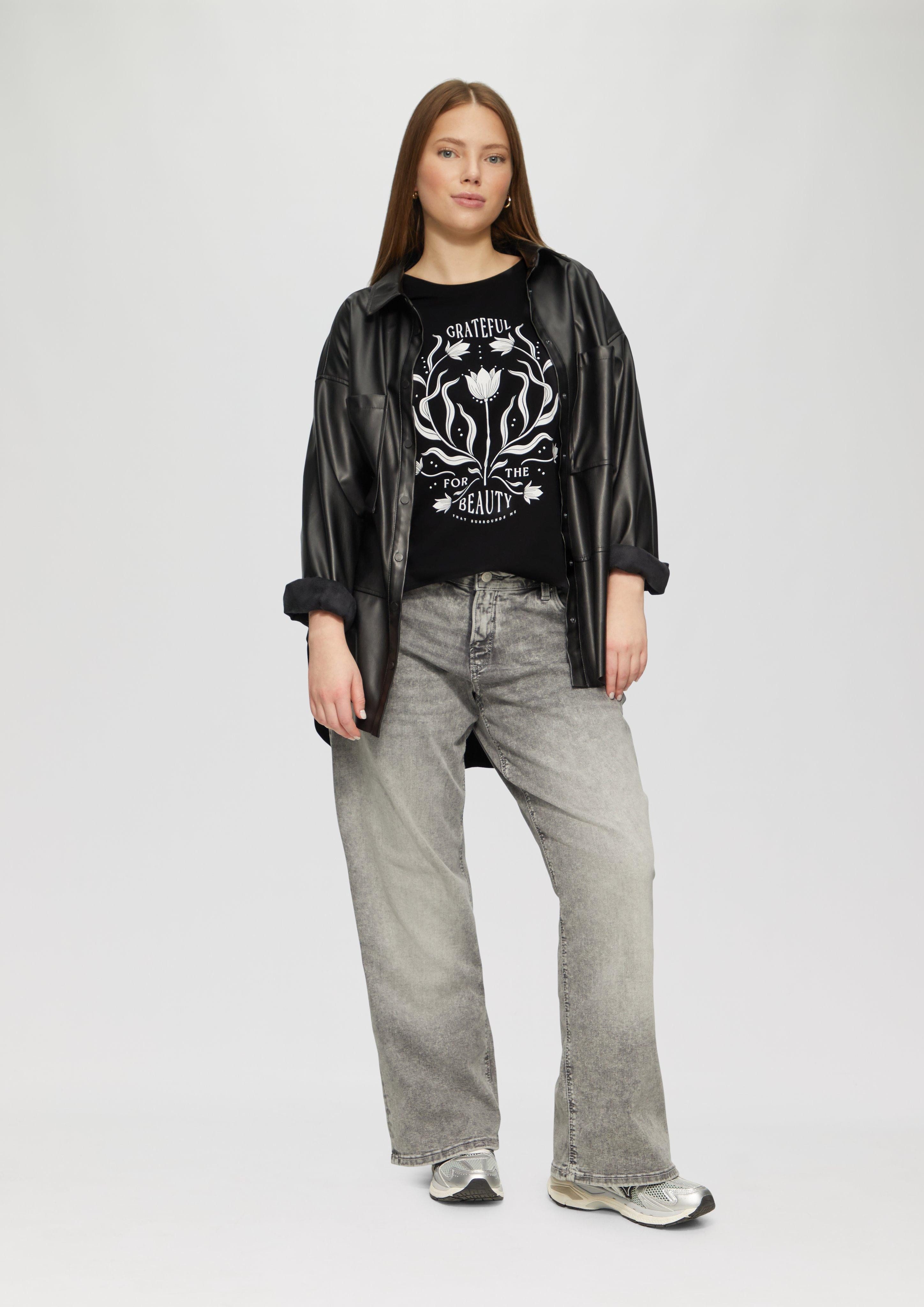QS Kurzarmshirt Baumwollshirt mit Fronprint günstig online kaufen
