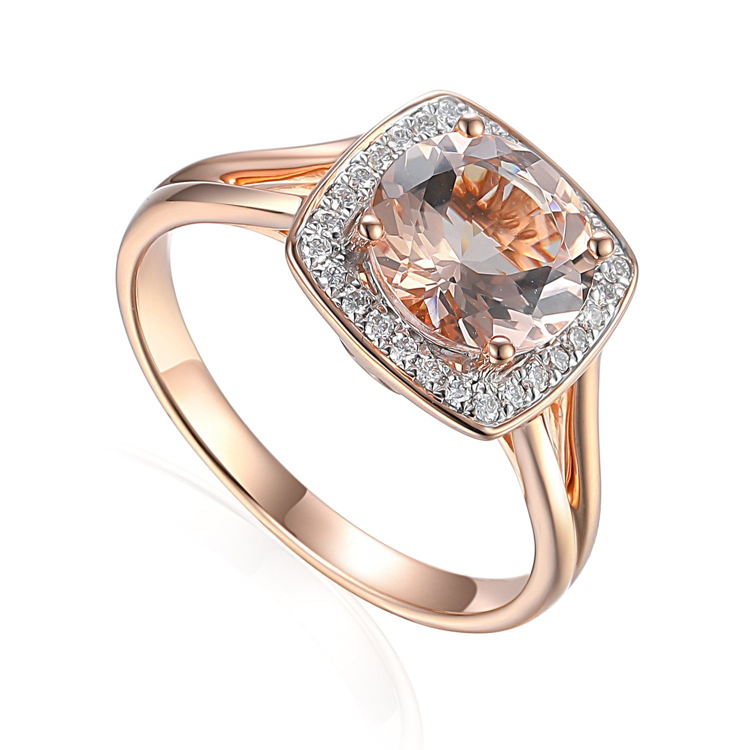 Stella-Jewellery Solitärring 585er Rotgold Damenring mit Morganit u. Diamanten (inkl. Etui, Morganit ca. 1,59 ct. - inkl. Etui), Morganit 1,59ct. und Brillanten 0,12ct.