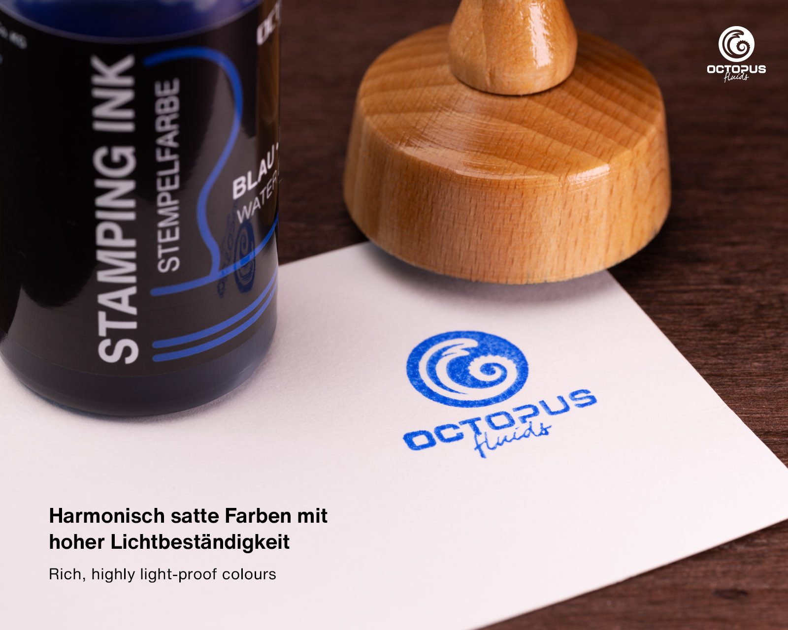 OCTOPUS Fluids Stempelfarbe für Stempelkissen, Selbstfärber ohne Öl, blau 30ml Stempelkissen