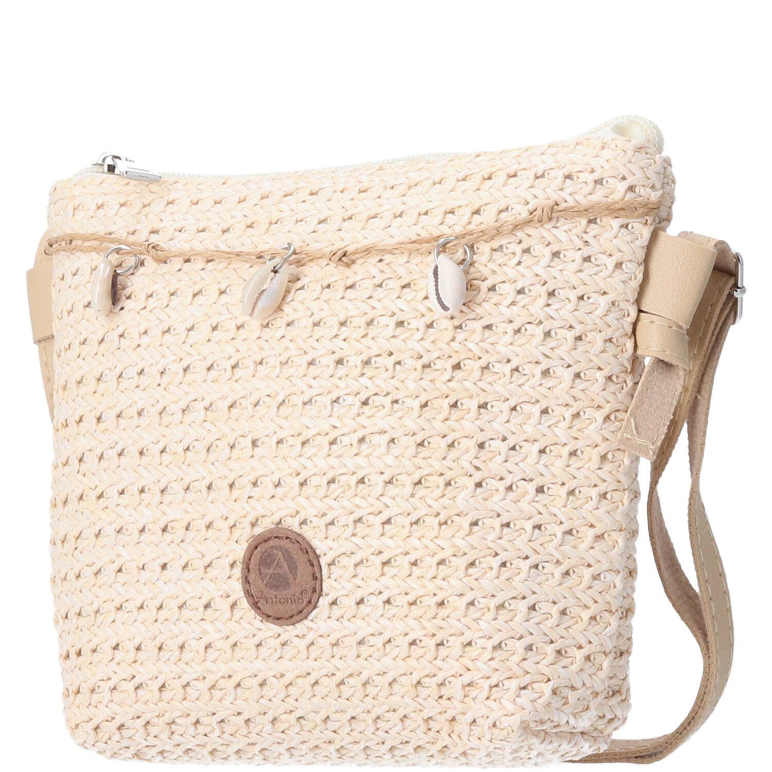 Umhängetasche Antonio Damen Bast Tasche XS beige