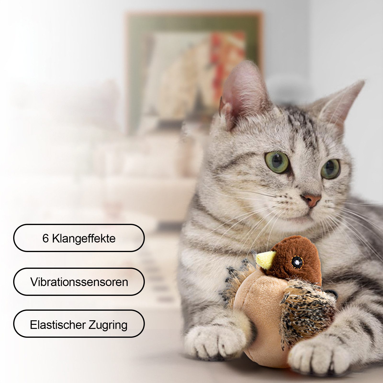 MODFU Tier-Intelligenzspielzeug Zwitscher-Vogel Interaktives Spielzeug Katz günstig online kaufen