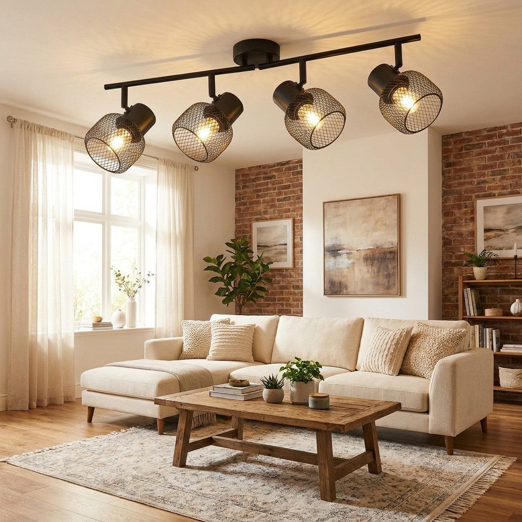 ZMH LED Deckenleuchte Wohnzimmer Schwarz 4 Flammig Deckenstrahler E27 Drehbar 90° Flur, Hochwertiger Decke, ohne Leuchtmittel, Anwendbare Standard E27 Leuchtmittel, Schwenkbar 330°Strahler Küche Kinderzimmer